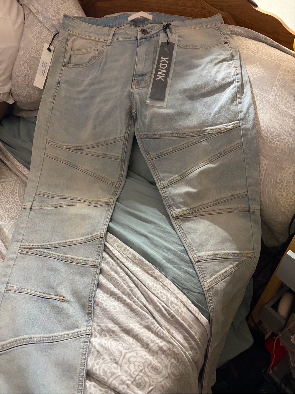 KDNK “Skinny” Light Wash Men’s Moto Jeans
